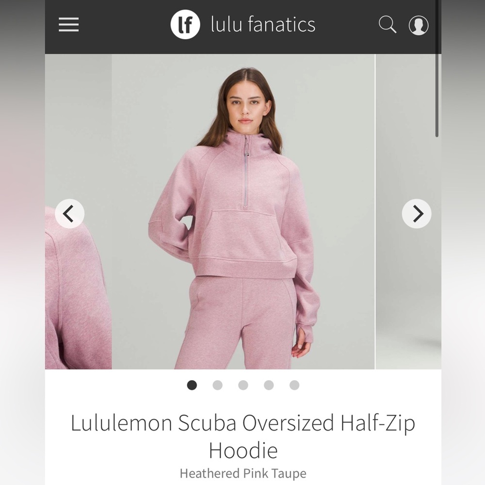lululemon athletica Women's Pink Oversized Half-Zip Hoodie